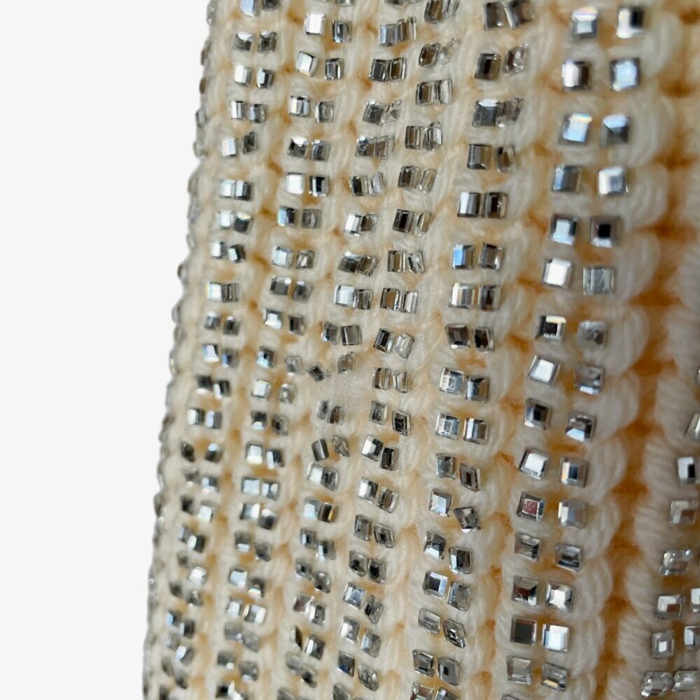 Ermanno Scervino Wool Crystal Embellished Sweater 42 Ivory Sparkle Knit Party - Picture 8 of 10